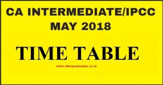 CA Intermediate May 2018 (IPCC) Exam Time Table Announced By ICAI