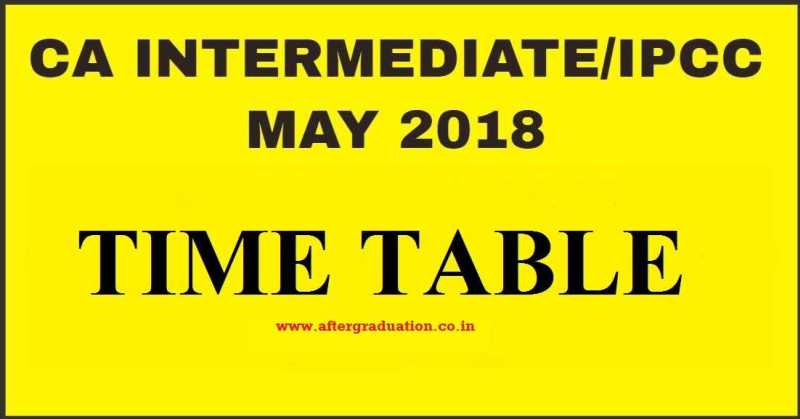 CA Intermediate May 2018 (IPCC) Exam Time Table Announced By ICAI