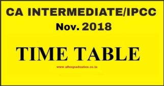 CA Intermediate Nov 2018 Exam Time Table (Old and New Scheme) Announced By ICAI