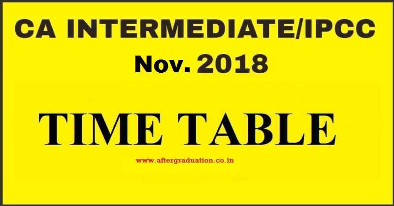 CA Intermediate Nov 2018 Exam Time Table (Old and New Scheme) Announced By ICAI