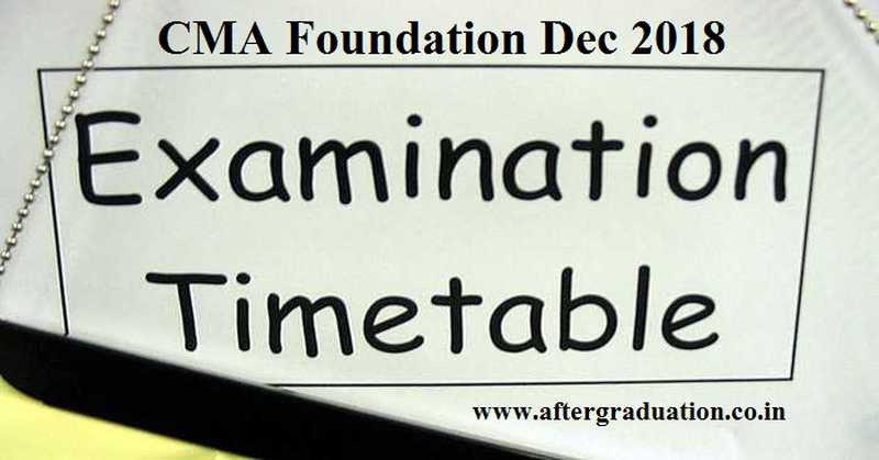 CMA Foundation Dec 2018 Exam Schedule, Application Form: Apply Before the Last Date
