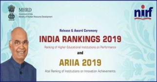 10 Top Indian Institutes based on NIRF Ranking 2019 - Overall, Universities, Engineering, Colleges, Management, Law and other categories.