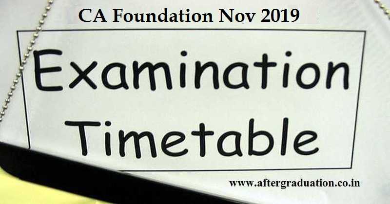 ICAI Announces CA Foundation Nov 2019 Exam Schedule, ICAI has announced the CA Nov 2019 Exams date sheet for the Foundation Course, under New Scheme. As per ICAI announced Exam Date Sheet, CA Foundation Nov 2019 Exams will begin from Saturday, 9th November 2019.